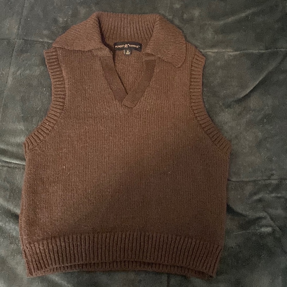 Almost Famous Brown Sweater Vest